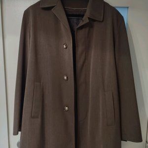 Loro Piana Men's Wool Raincoat With Detachable Gilet in Brown - size large